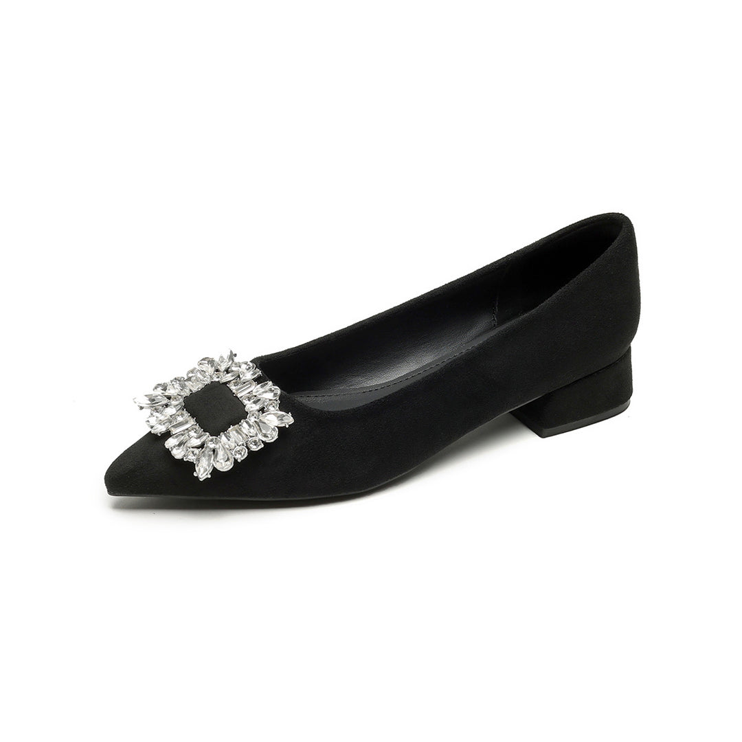 Damen elegante Ballerinas mit funkelndem Kristallbesatz Drune