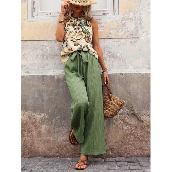 Damen Freizeithose mit gestreiftem Design und hochwertigem Taillengürtel Drune