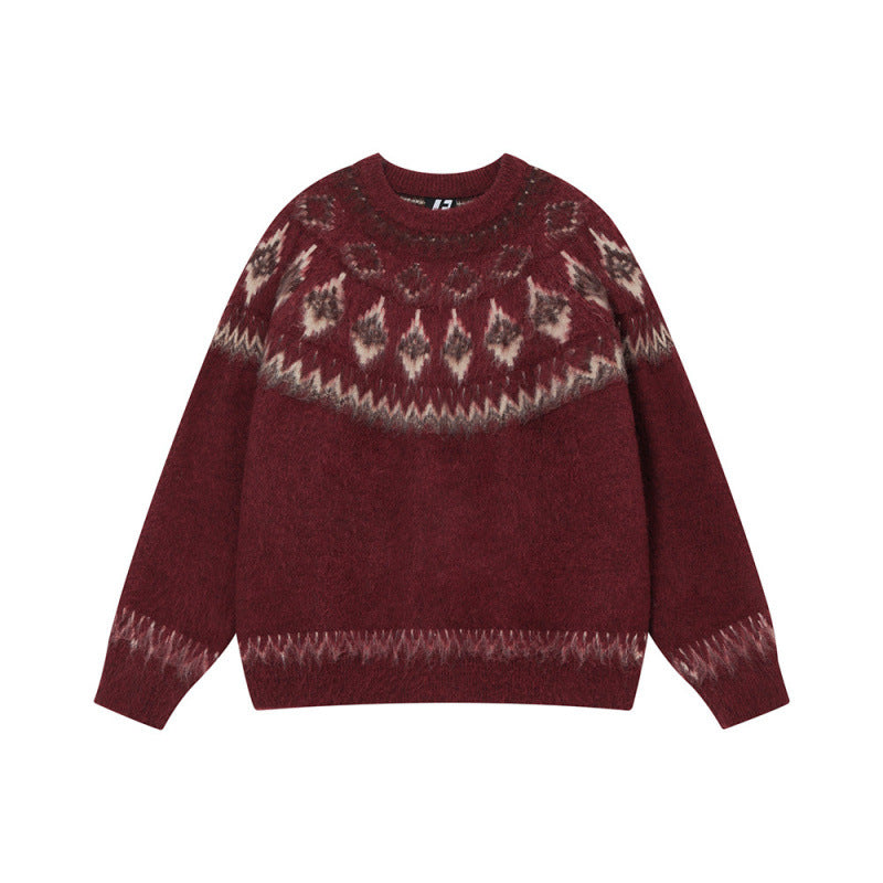 Damen Modischer Pullover mit traditionellem Muster Drune