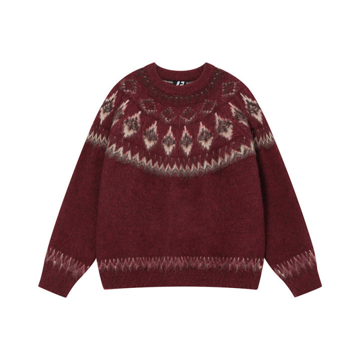 Damen Modischer Pullover mit traditionellem Muster Drune