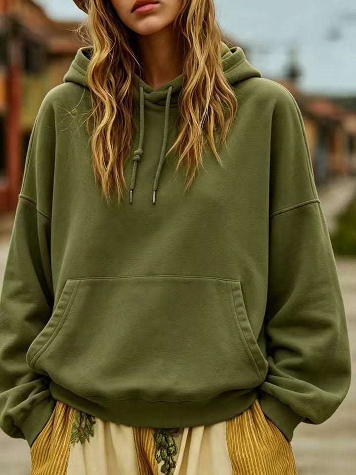 Damen Oversize-Kapuzenpullover mit Kängurutasche und Relaxed-Fit Drune
