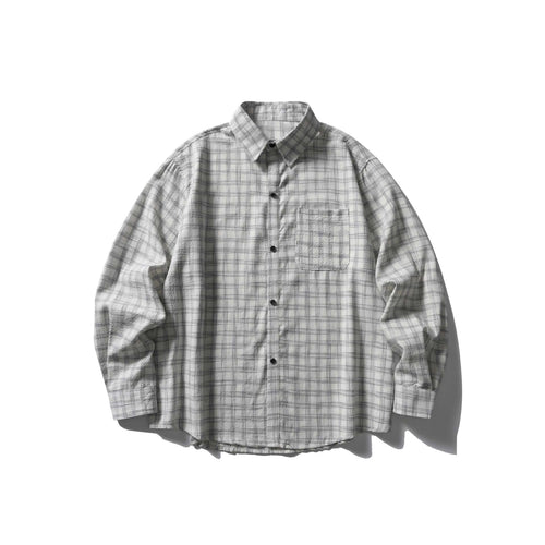 Herren Karo-Hemdjacke im Relaxed‑Schnitt mit strukturierter Crinkle‑Optik und Brusttasche Drune
