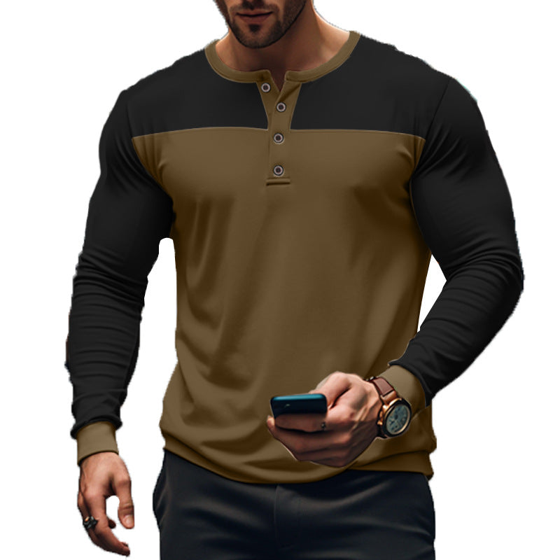 Herren nan funktionales Henley-Langarmshirt mit Raglanärmeln, verstärkter Knopfleiste und tailliertem Schnitt Drune