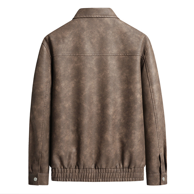 Herren  distressed Faux-Suede Zip-Front Kragenjacke mit elastischem Saum Drune