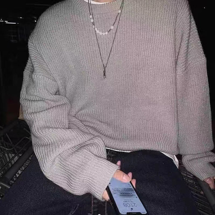 Herren Grobstrickpullover mit Rundhalsausschnitt und lässiger Passform Drune