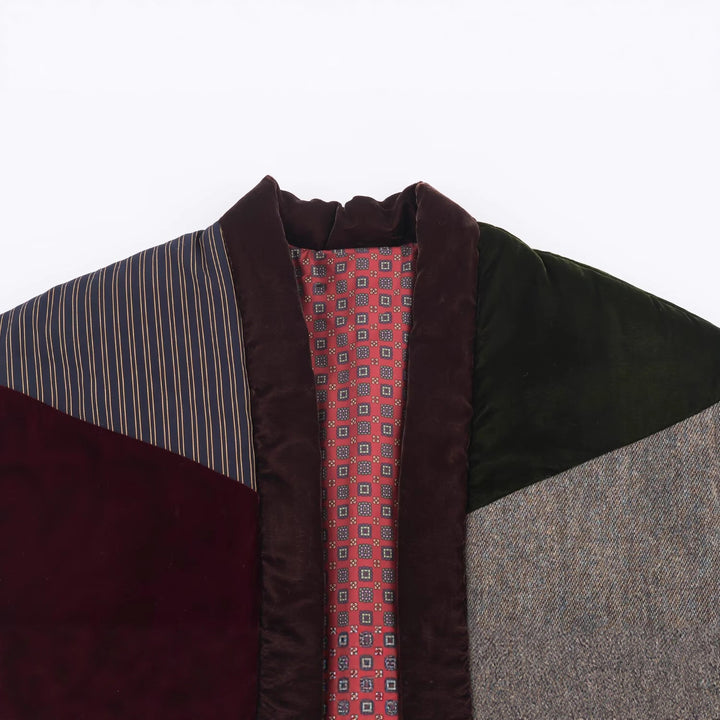 Damen Gestepptes Patchwork-Weste mit voluminösem Schalkragen Drune