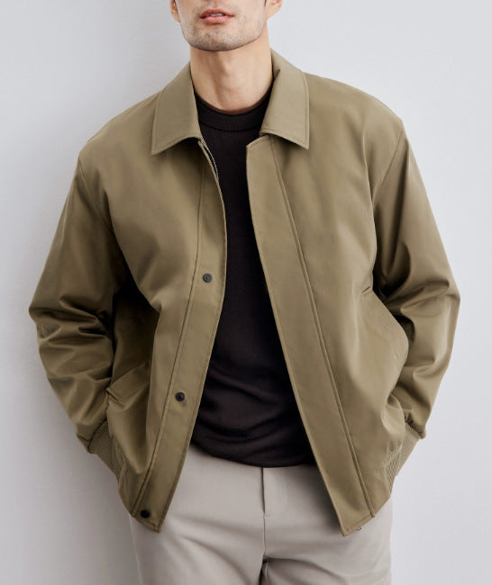 Herren klassische Harringtonjacke mit Rippsaum und verdecktem Reißverschluss Drune