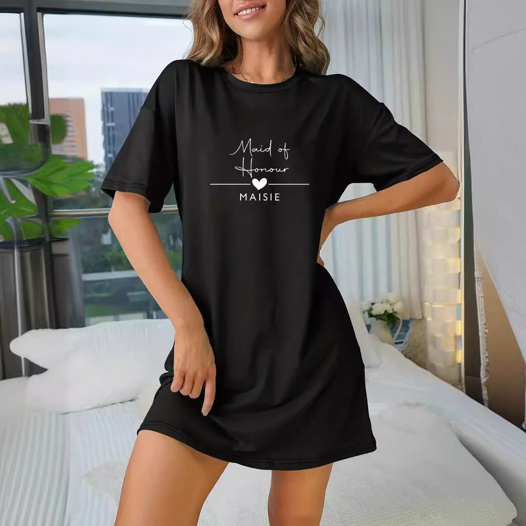 Damen T-Shirt-Kleid mit künstlerischem Blumenmotiv und figurbetontem Schnitt Drune