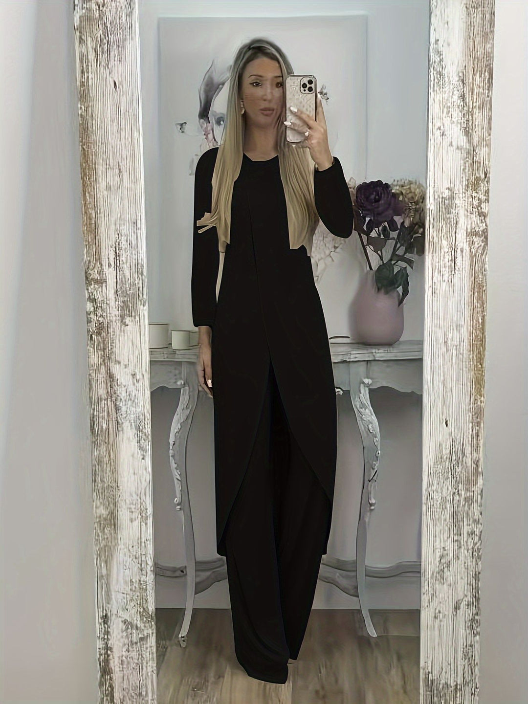 Damen Elegantes Maxikleid mit Wickeloptik, asymmetrischer Drapierung und vorderem Schlitz Drune