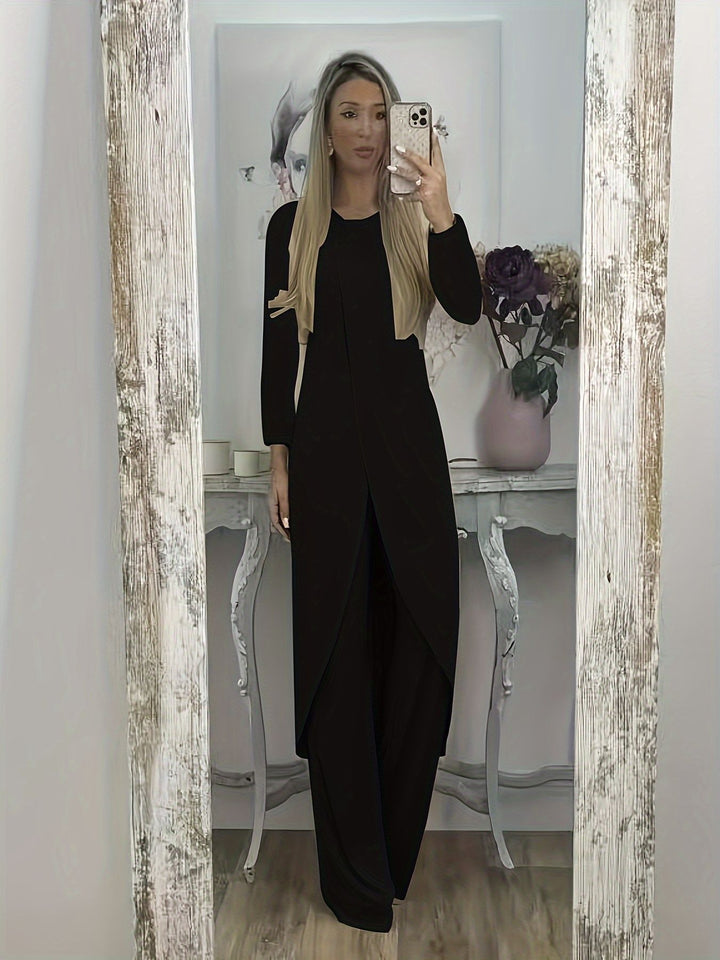 Damen Elegantes Maxikleid mit Wickeloptik, asymmetrischer Drapierung und vorderem Schlitz Drune