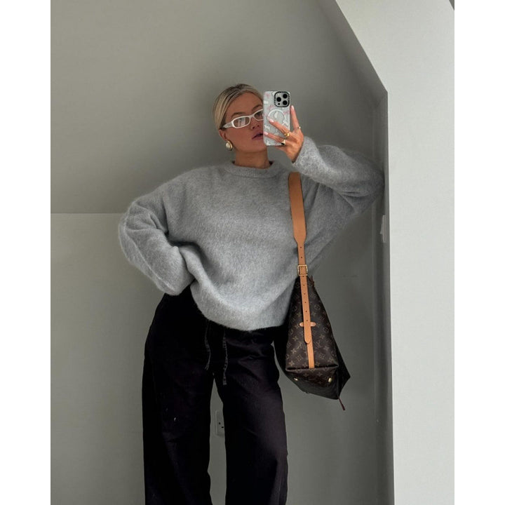 Damen oversized gemütlicher Strickpullover mit weichem Material Drune