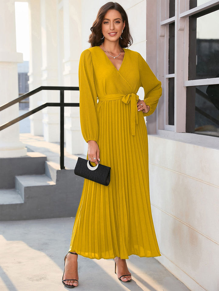 Damen Maxikleid mit elegantem Wickeldesign und plissierten Details Drune