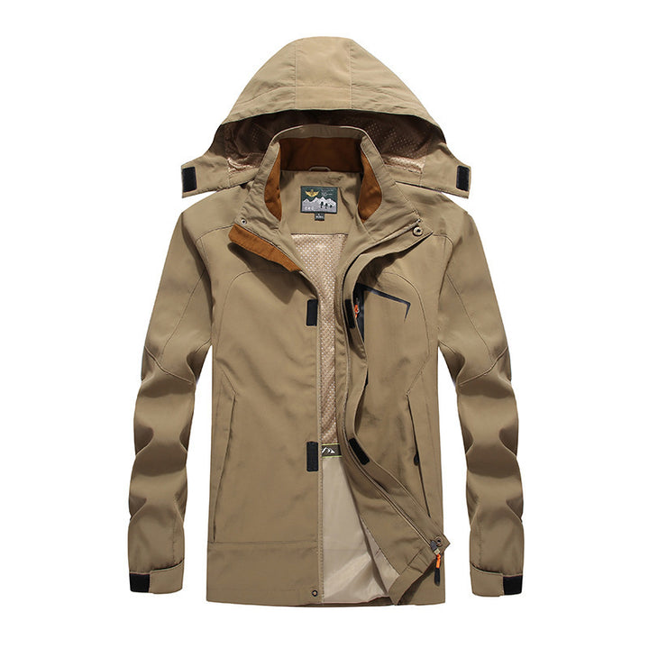 Herren wasserabweisende Outdoorjacke im technischen Parkastil mit abnehmbarer Kapuze Drune