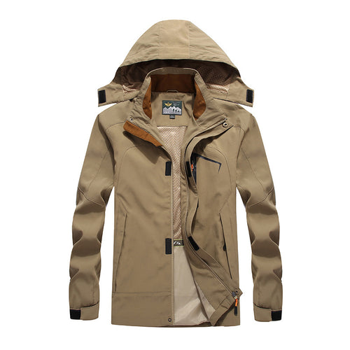 Herren wasserabweisende Outdoorjacke im technischen Parkastil mit abnehmbarer Kapuze Drune