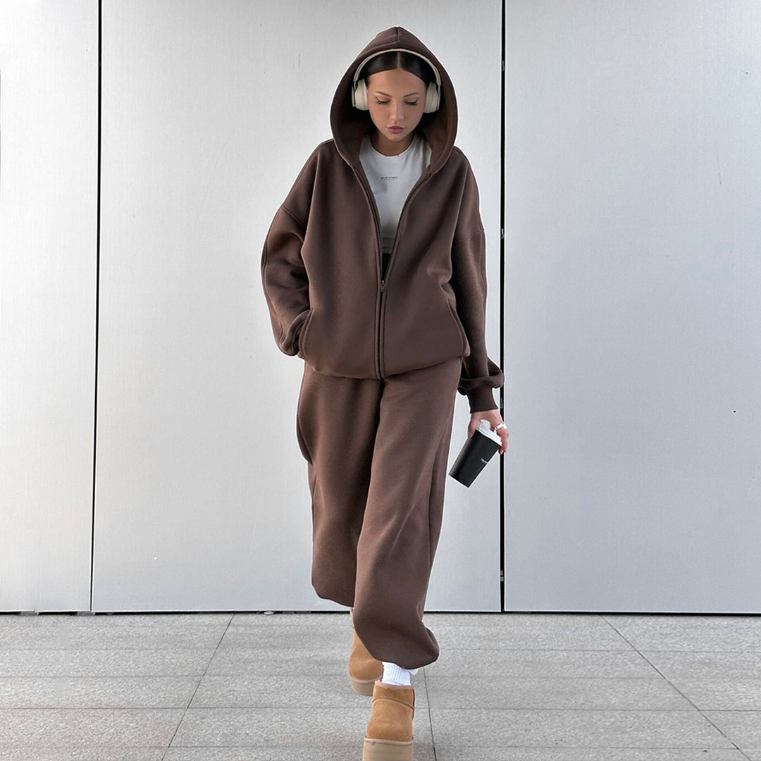 Damen Sportlicher Hoodie und Jogginghose Set Drune