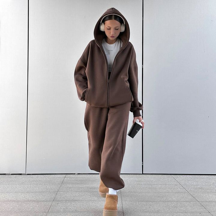 Damen Sportlicher Hoodie und Jogginghose Set Drune