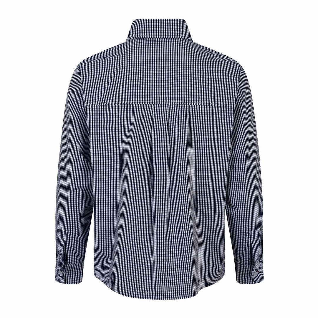 Herren Kariertes Gingham-Hemd mit Button-Down-Kragen und Bruststickerei Drune