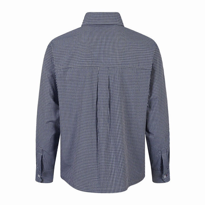 Herren Kariertes Gingham-Hemd mit Button-Down-Kragen und Bruststickerei Drune