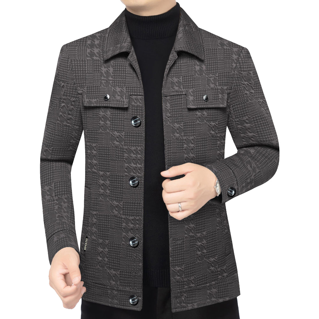 Herren Strukturiertes Overshirt im Glencheck-Relief mit Hemdkragen Drune