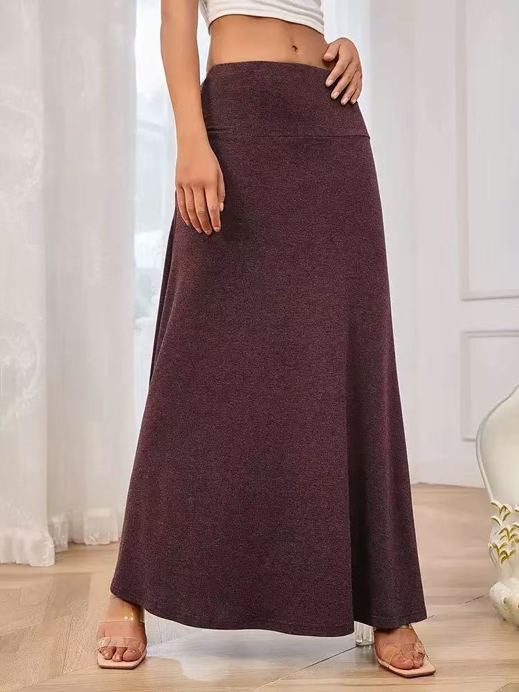 Damen Maxi-Rock aus weichem Stretch-Material mit hohem Taillenbund Drune