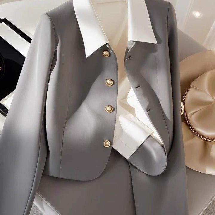 Damen Eleganter Blazer mit Goldknöpfen Drune