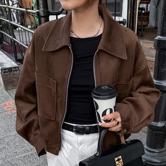 Damen modische Wildlederjacke im angesagten Oversized-Schnitt Drune