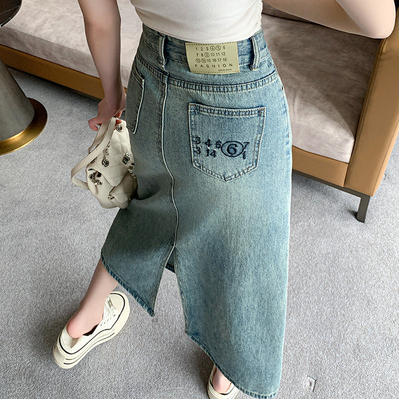 Damen Denim-Maxi-Rock mit seitlichem Schlitz Drune