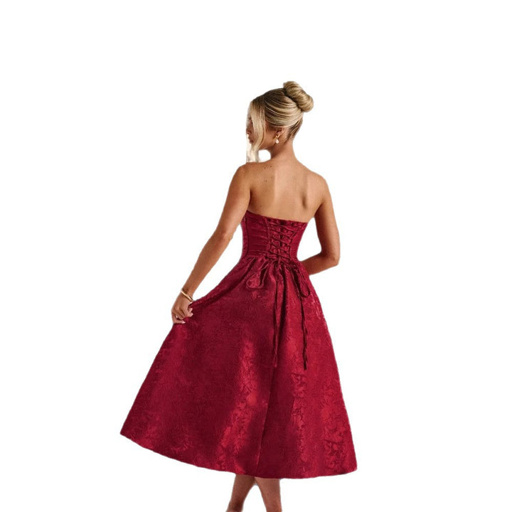 Damen Cocktailkleid mit elegantem Bustier-Oberteil und schwingendem Rock Drune