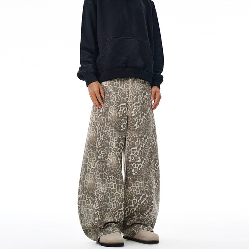 Damen Weite Leoparden-Print Palazzohose aus fließendem Viskose-Mix Drune