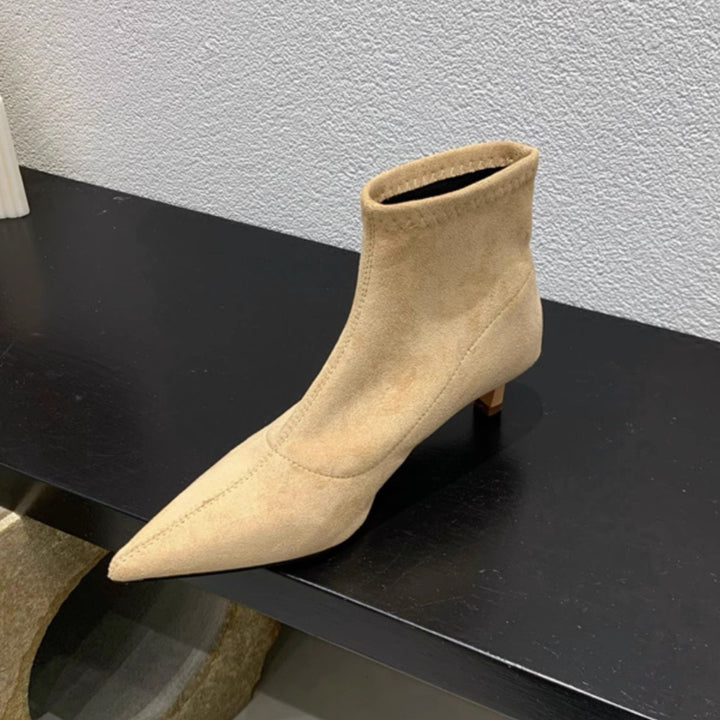 Damen Elegante Ankle-Boots aus weichem Wildleder mit modischem Stiletto Drune