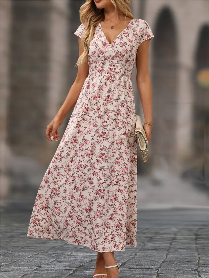 Damen Langarm Maxi-Kleid mit floraler Stickerei Drune