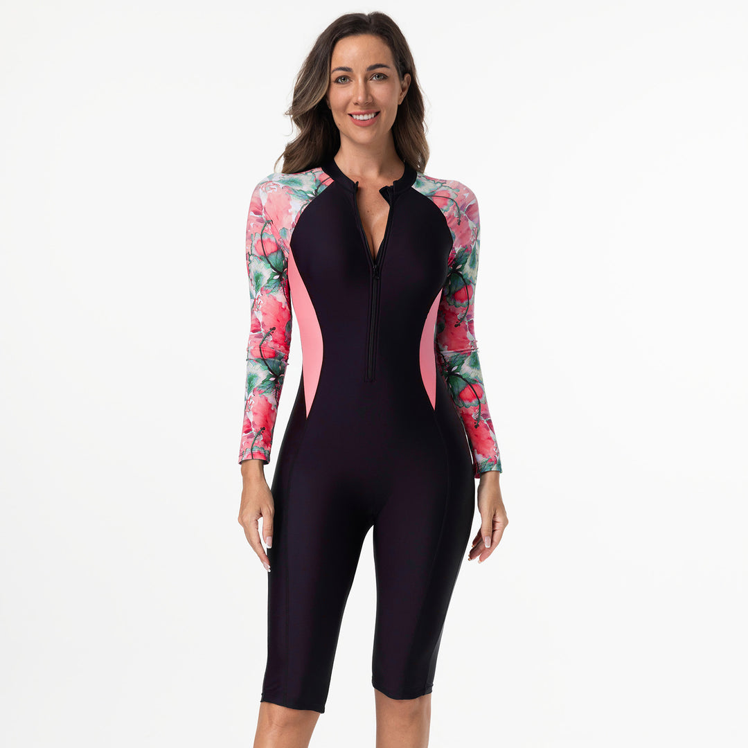 Damen Schwimmanzug mit langen Ärmeln und Reißverschluss Drune