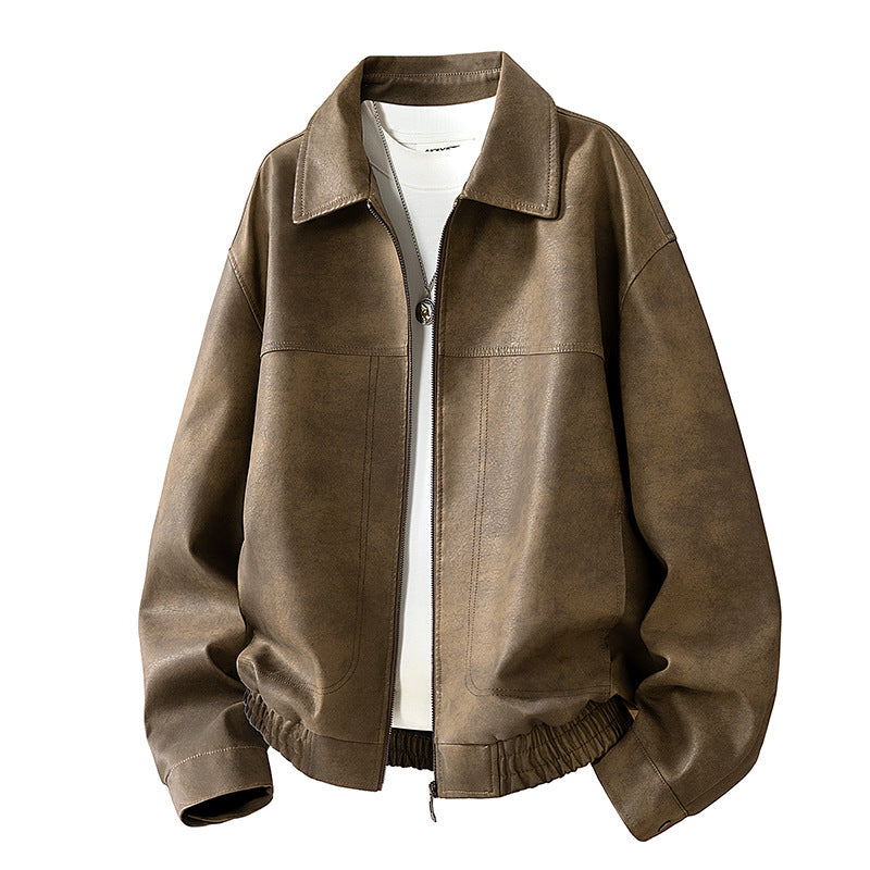Herren Oversize Velours‑Optik Übergangsblouson mit Hemdkragen, Reißverschluss & elastischem Saum Drune