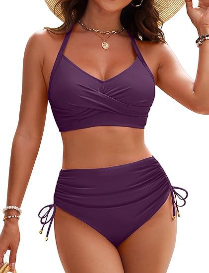 Damen Hochtailliertes Bikini-Set mit Wickeloberteil Drune