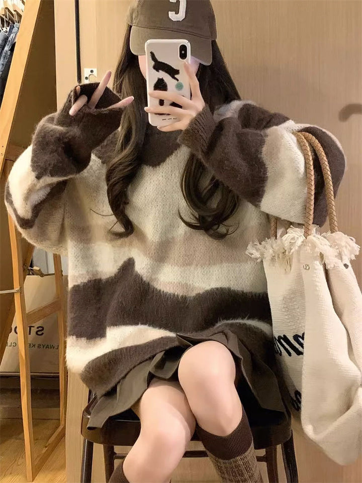 Damen Kuscheliger Oversized-Pullover mit modernen Farbverläufen Drune