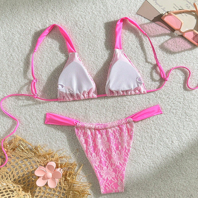 Damen Blütenmotiv Triangel-Bikini-Set Drune