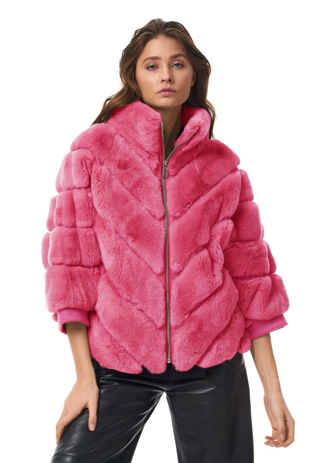 Damen Kuschelige Kunstpelzjacke mit Steppdesign Drune