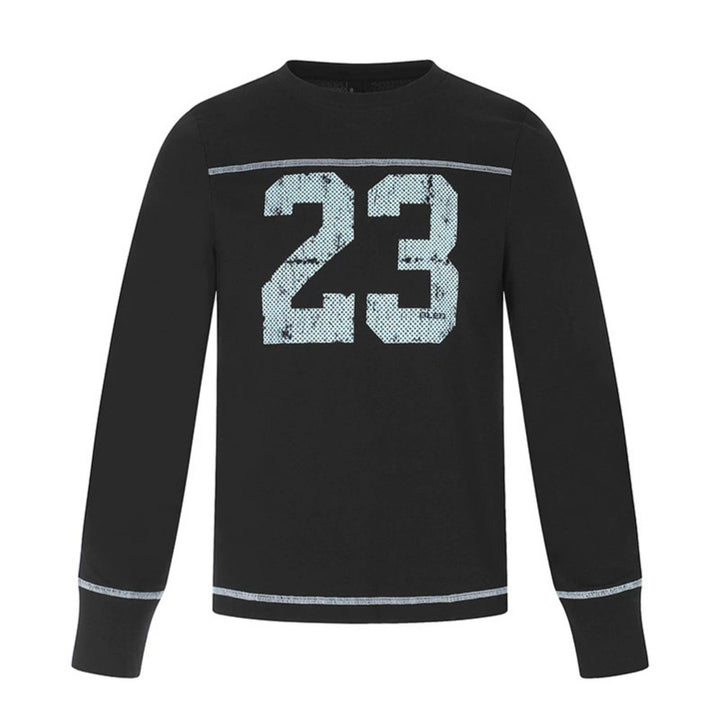 Herren Langarm-Sweatshirt mit Rundhalsausschnitt und sportischem Nummern-Print Drune