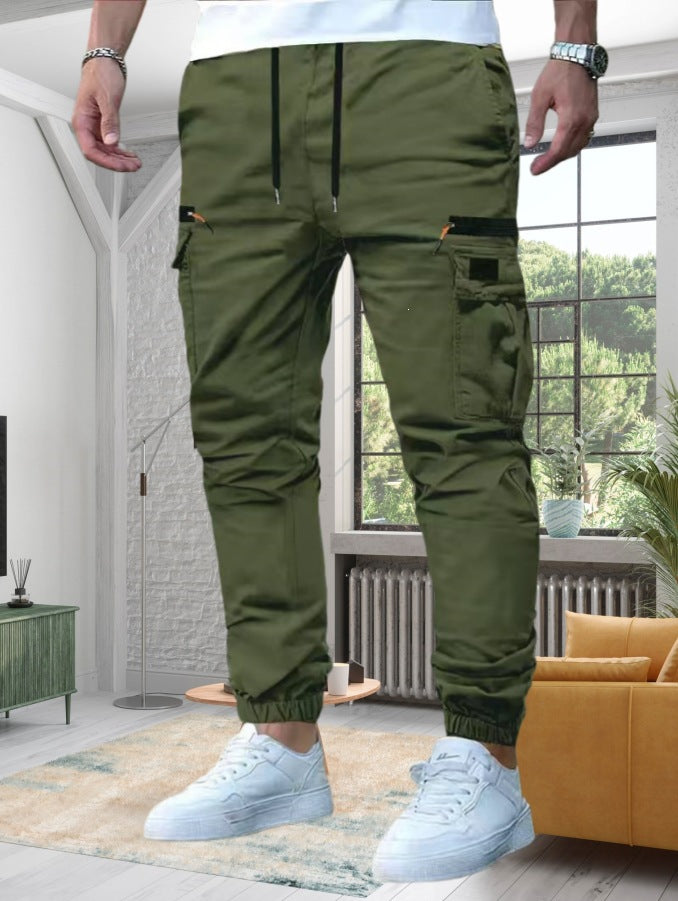 Herren Tapered Cargo-Jogginghose mit Tunnelzugbund, Reißverschlusstaschen & elastischen Bündchen Drune