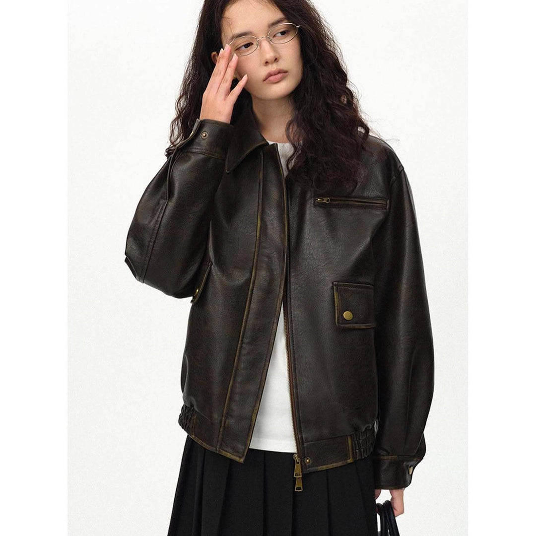 Damen lässige Lederjacke Drune