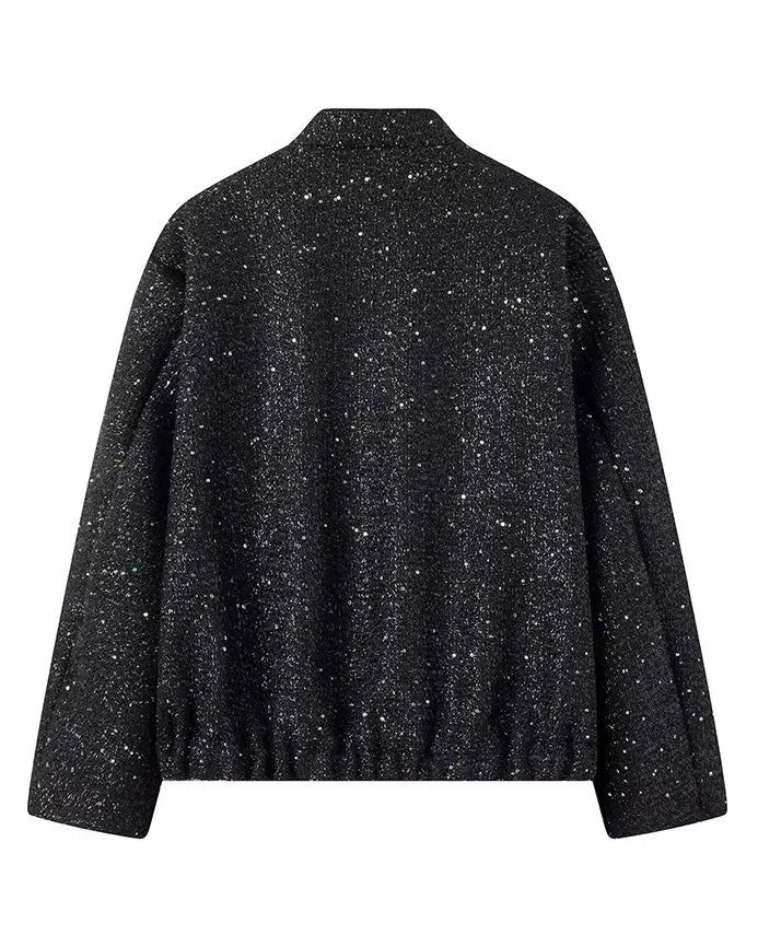Drune | Gold Pailletten Stehkragenjacke