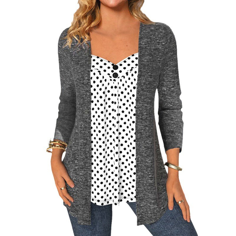 Damen Cardigan mit glänzender Oberfläche und lässigem Fall Drune