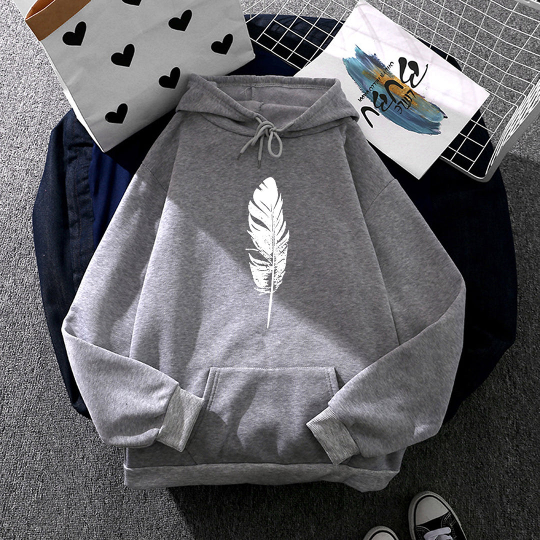 Damen nan Kapuzenpullover mit Fingerherz-Print, Oversize-Schnitt und Kängurutasche Drune