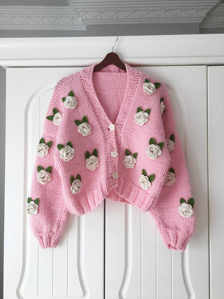 Damen Verspielter Strickcardigan mit Kirschen-Design