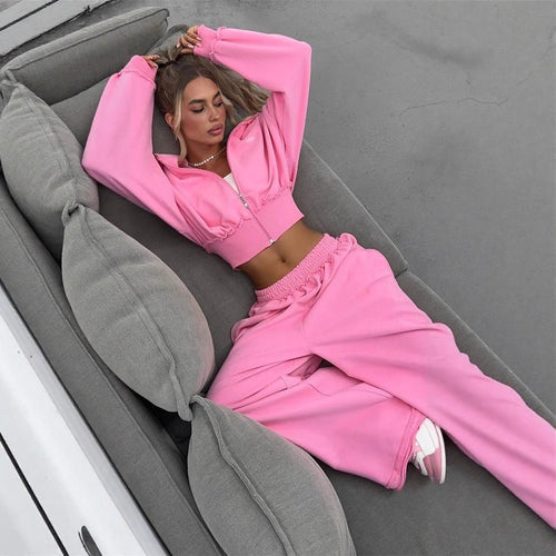 Damen lässiges cropped Set mit weitem Schnitt und elastischem Bund Drune