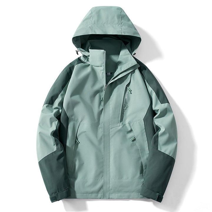 Herren Colorblock Softshell-Trekkerjacke mit Kapuze, verdeckten Reißverschlüssen und seitlichen Eingrifftaschen Drune