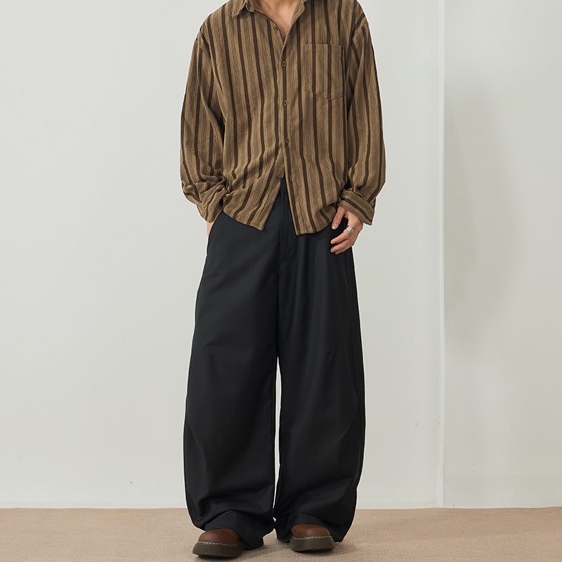 Herren Bodentiefe Oversize-Twillhose mit extra weitem Bein und cleanem Minimaldesign Drune