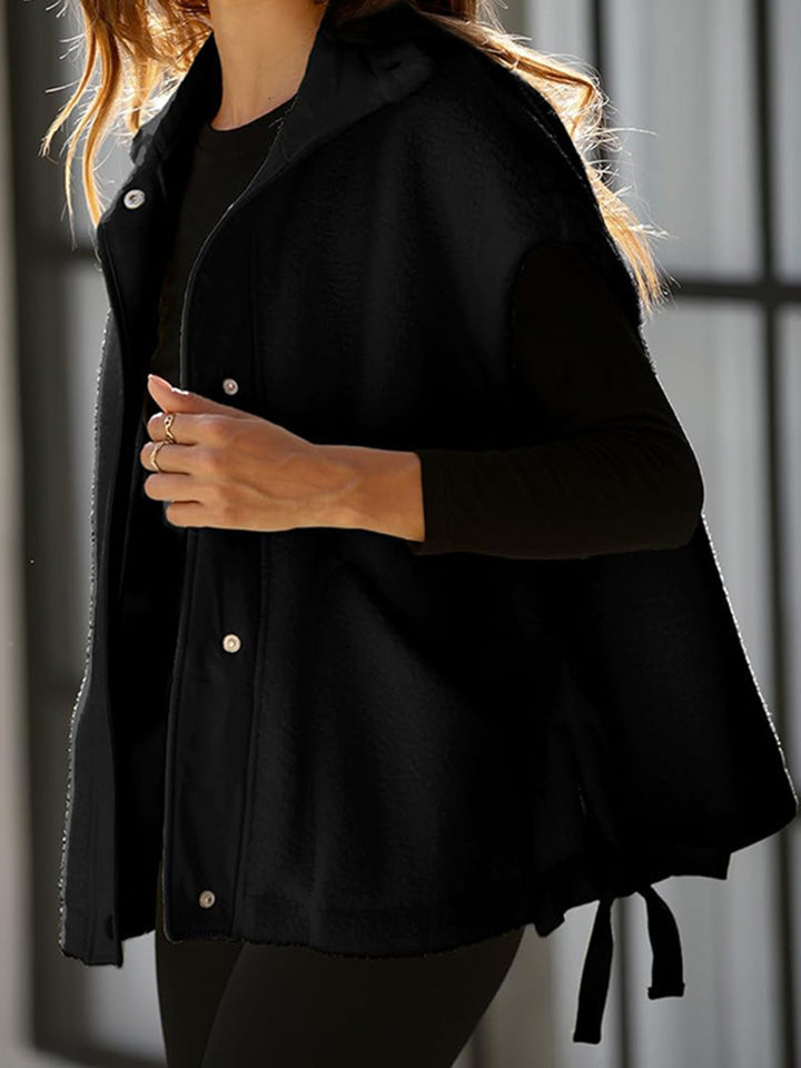 Damen Oversized Fleecewestenjacke mit seitlichen Eingrifftaschen und Druckknopfverschluss Drune