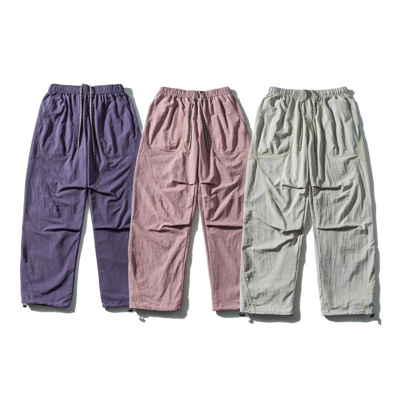 Unisex Weit geschnittene Outdoor-Hose mit elastischem Bund, Tunnelzug und verstellbarem Beinabschluss Drune