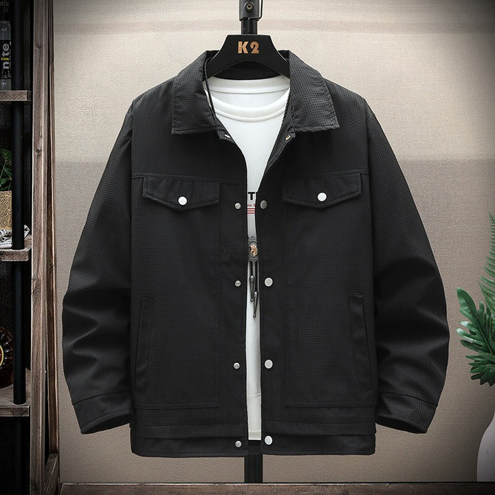 Herren Texturiertes Overshirt im Boxy‑Cut mit Druckknopfleiste & Pattentaschen Drune